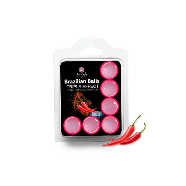 6 boules de massage brésiliennes triple effet froid, chaud et vibration 